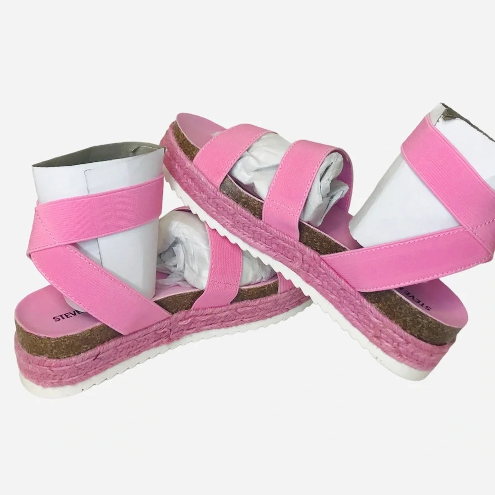 Steve Madden Girls Kimmie Espadrille Wedge Sandal Pink Kids Size 3